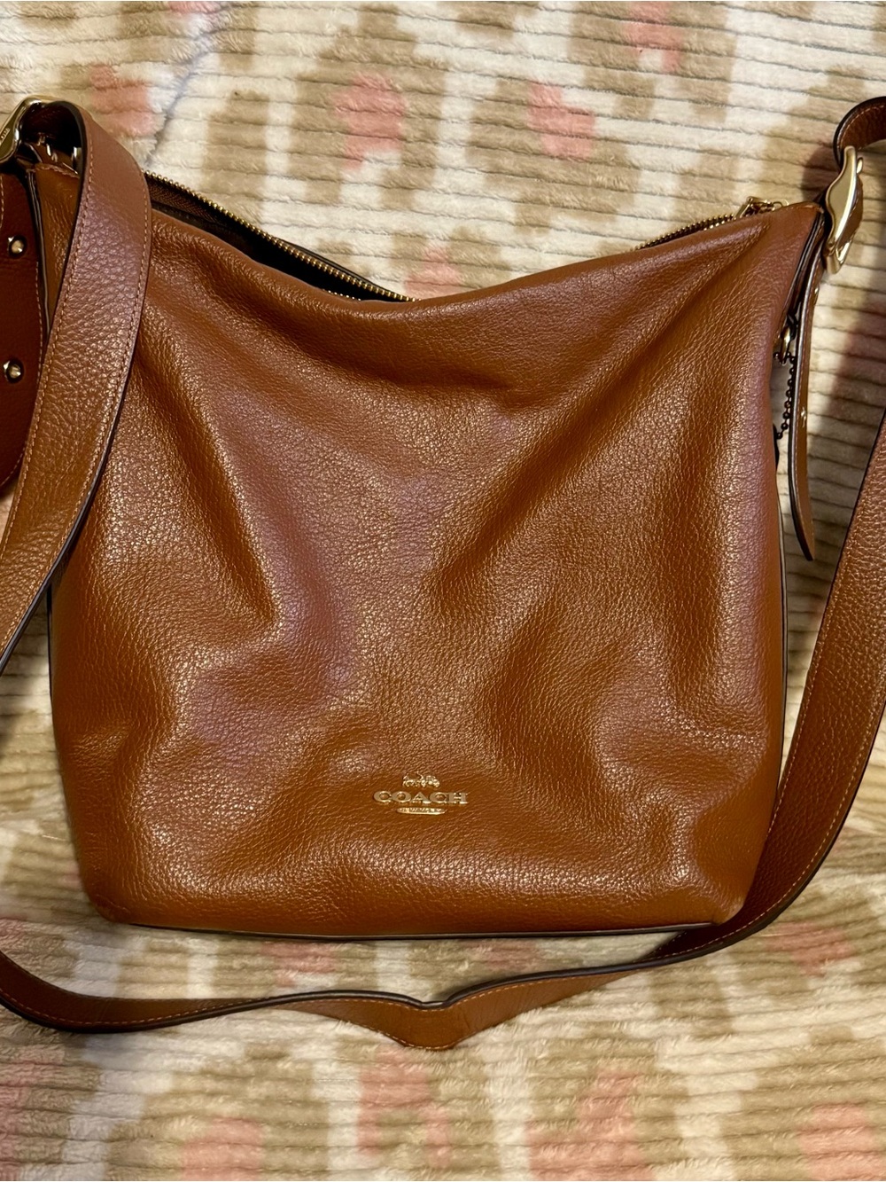 Coach Pebble Leather Shoulder Bag in Chestnut Brown